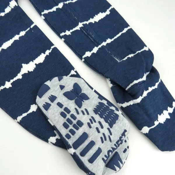 HonestBaby NonSlip Footed Pajamas OnePiece Sleeper Jumpsuit ZipFront 100 Organic Cotton Pjs for Baby Boys LegacyShibori Stripe Navy
