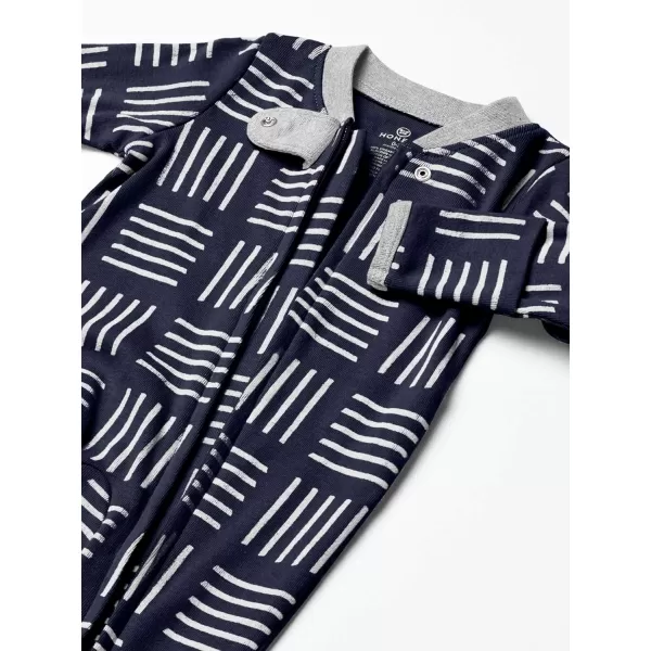 HonestBaby NonSlip Footed Pajamas OnePiece Sleeper Jumpsuit ZipFront 100 Organic Cotton Pjs for Baby Boys LegacySketchy Square