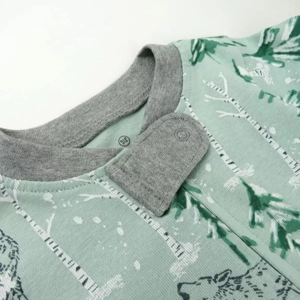HonestBaby NonSlip Footed Pajamas OnePiece Sleeper Jumpsuit ZipFront 100 Organic Cotton Pjs for Baby Boys LegacyWolf in the Woods