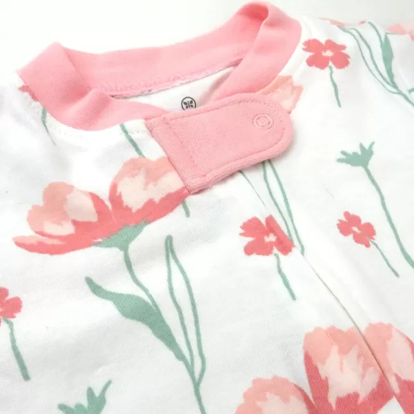 HonestBaby NonSlip Footed Pajamas OnePiece Sleeper Jumpsuit ZipFront Pjs 100 Organic Cotton for Baby Girls2pack Jumbo Ombre Stripe Strawberry Cream