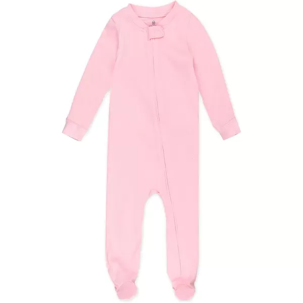HonestBaby NonSlip Footed Pajamas OnePiece Sleeper Jumpsuit ZipFront Pjs 100 Organic Cotton for Baby Girls2pack Rainbow Stripe