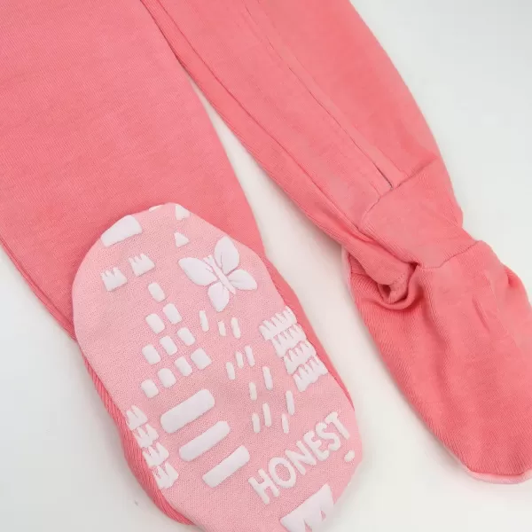 HonestBaby NonSlip Footed Pajamas OnePiece Sleeper Jumpsuit ZipFront Pjs 100 Organic Cotton for Baby Girls2pack Twinkle Star WhitePink