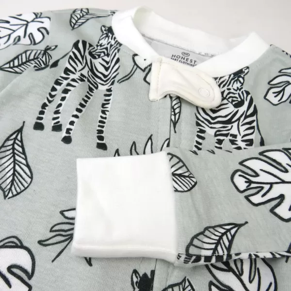 HonestBaby NonSlip Footed Pajamas OnePiece Sleeper Jumpsuit ZipFront Pjs 100 Organic Cotton for Baby GirlsBaby Zebra Camo
