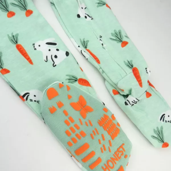 HonestBaby NonSlip Footed Pajamas OnePiece Sleeper Jumpsuit ZipFront Pjs 100 Organic Cotton for Baby GirlsDalmatian Bunny