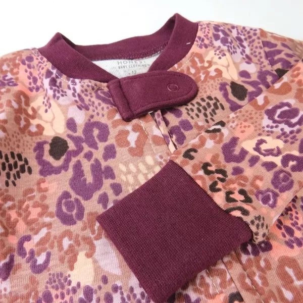 HonestBaby NonSlip Footed Pajamas OnePiece Sleeper Jumpsuit ZipFront Pjs 100 Organic Cotton for Baby GirlsDreamy Jaguar