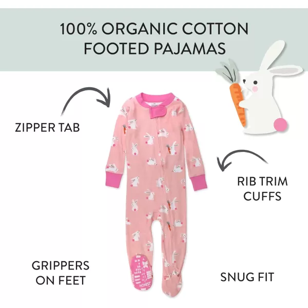 HonestBaby NonSlip Footed Pajamas OnePiece Sleeper Jumpsuit ZipFront Pjs 100 Organic Cotton for Baby GirlsHop