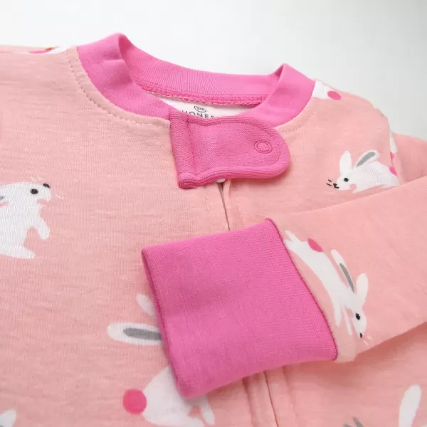 HonestBaby NonSlip Footed Pajamas OnePiece Sleeper Jumpsuit ZipFront Pjs 100 Organic Cotton for Baby GirlsHop