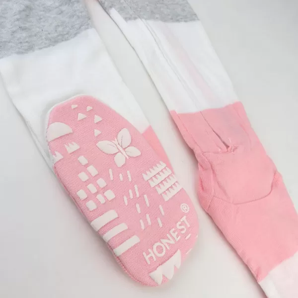 HonestBaby NonSlip Footed Pajamas OnePiece Sleeper Jumpsuit ZipFront Pjs 100 Organic Cotton for Baby GirlsJumbo Stripe Petal Pink