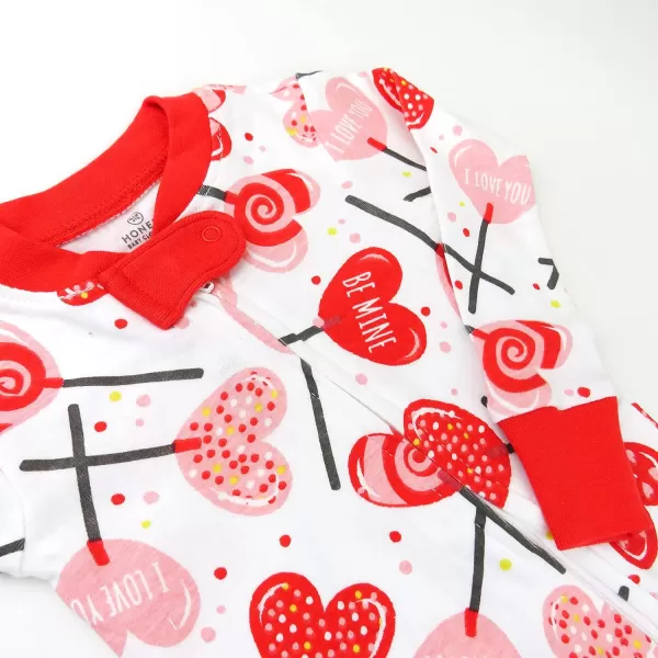HonestBaby NonSlip Footed Pajamas OnePiece Sleeper Jumpsuit ZipFront Pjs 100 Organic Cotton for Baby GirlsLolly Love