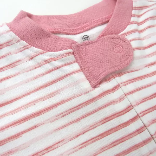 HonestBaby NonSlip Footed Pajamas OnePiece Sleeper Jumpsuit ZipFront Pjs 100 Organic Cotton for Baby GirlsNature Stripe Strawberry Cream