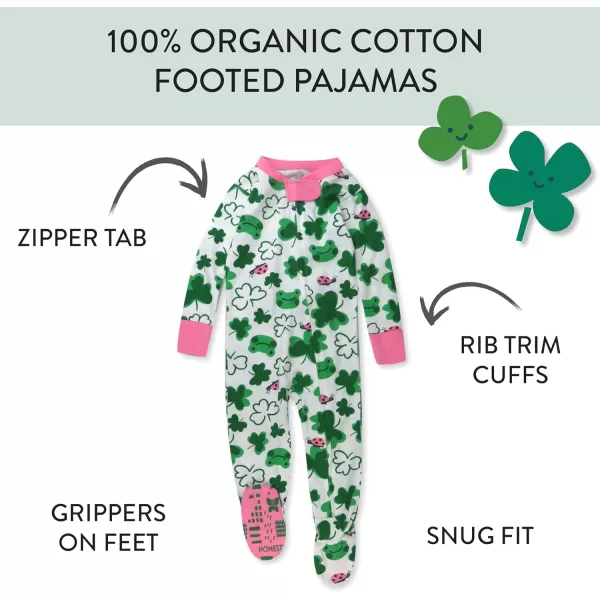 HonestBaby NonSlip Footed Pajamas OnePiece Sleeper Jumpsuit ZipFront Pjs 100 Organic Cotton for Baby GirlsSt Pats Girl