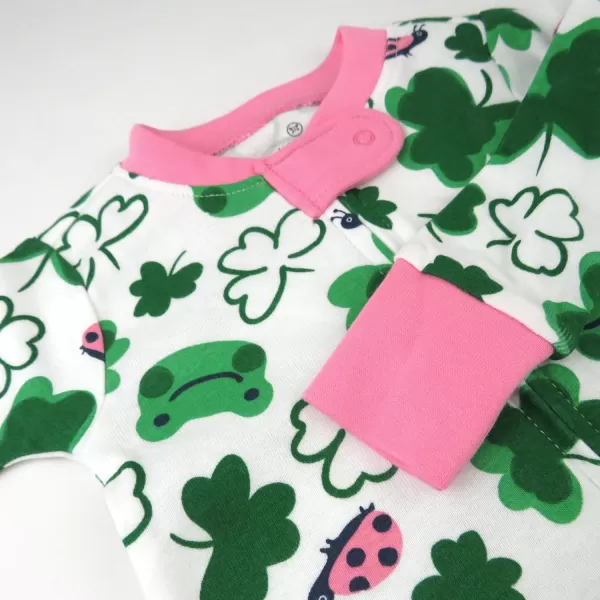 HonestBaby NonSlip Footed Pajamas OnePiece Sleeper Jumpsuit ZipFront Pjs 100 Organic Cotton for Baby GirlsSt Pats Girl