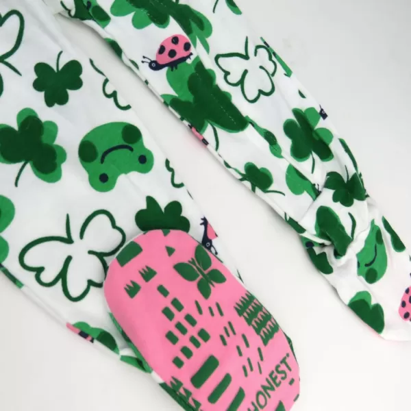 HonestBaby NonSlip Footed Pajamas OnePiece Sleeper Jumpsuit ZipFront Pjs 100 Organic Cotton for Baby GirlsSt Pats Girl