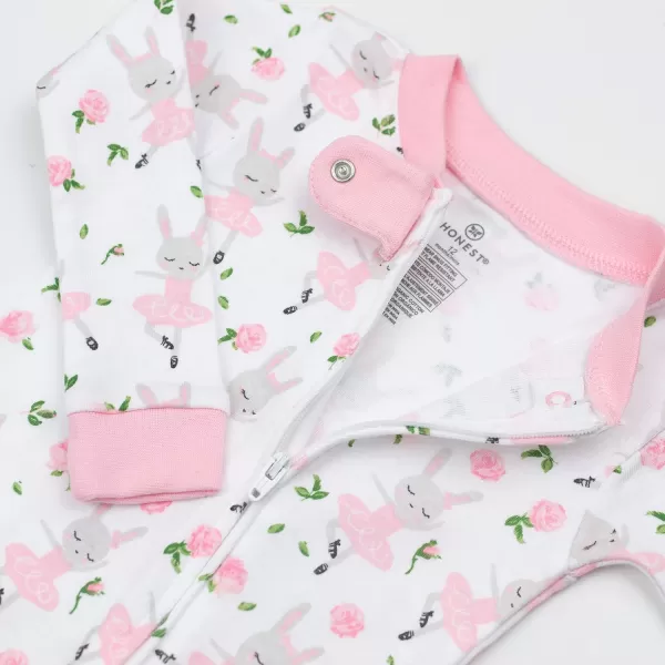 HonestBaby NonSlip Footed Pajamas OnePiece Sleeper Jumpsuit ZipFront Pjs 100 Organic Cotton for Baby GirlsTutu Cute