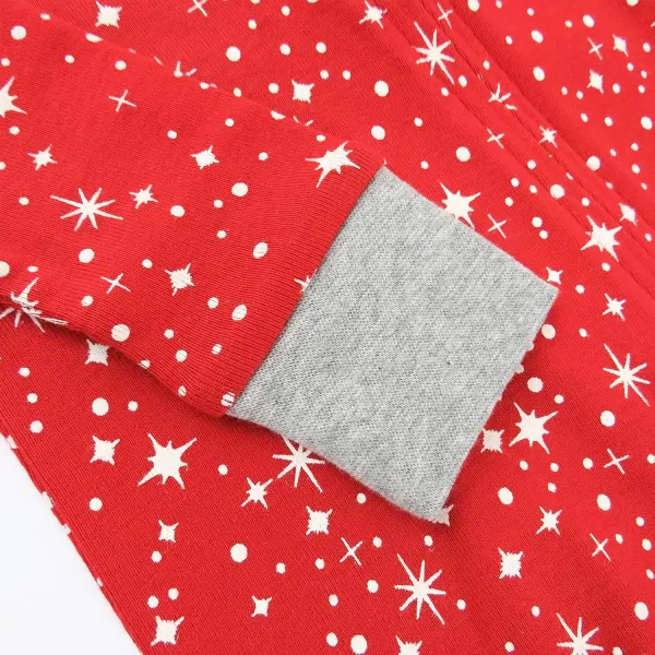 HonestBaby NonSlip Footed Pajamas OnePiece Sleeper Jumpsuit ZipFront Pjs 100 Organic Cotton for Baby GirlsTwinkle Star Red