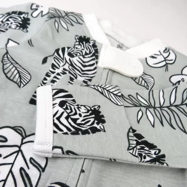 HonestBaby Sleep and Play Footed Pajamas OnePiece Sleeper Jumpsuit ZipFront Pjs 100 Organic Cotton for Baby Girls1 Baby Zebra Camo