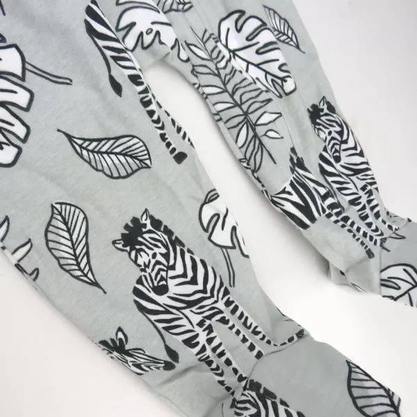 HonestBaby Sleep and Play Footed Pajamas OnePiece Sleeper Jumpsuit ZipFront Pjs 100 Organic Cotton for Baby Girls1 Baby Zebra Camo