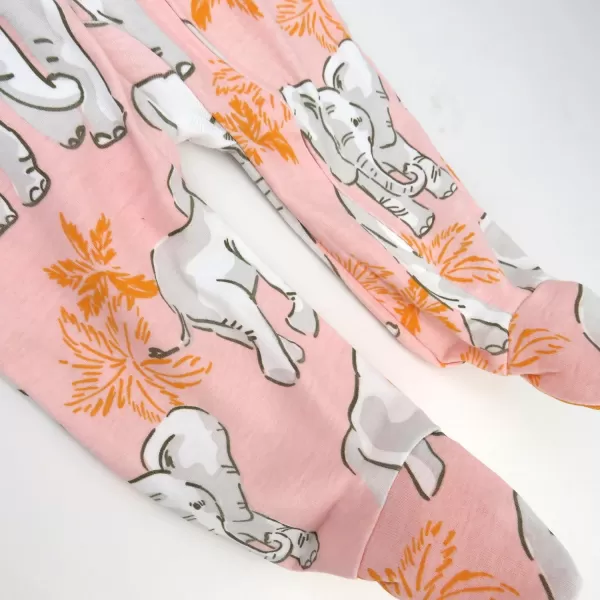 HonestBaby Sleep and Play Footed Pajamas OnePiece Sleeper Jumpsuit ZipFront Pjs 100 Organic Cotton for Baby Girls1 Boumbi Pink Elephant