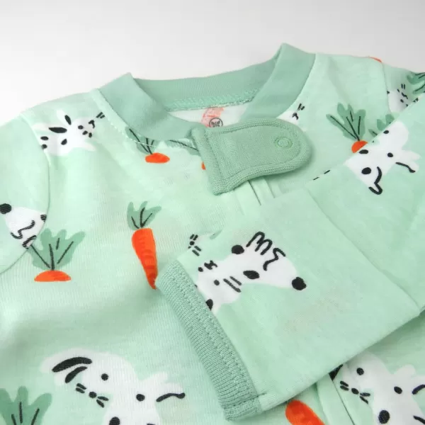 HonestBaby Sleep and Play Footed Pajamas OnePiece Sleeper Jumpsuit ZipFront Pjs 100 Organic Cotton for Baby Girls1 Dalmatian Bunny