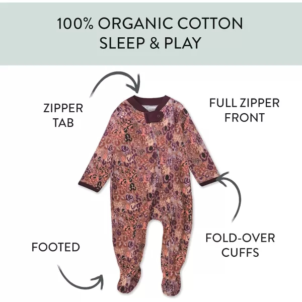 HonestBaby Sleep and Play Footed Pajamas OnePiece Sleeper Jumpsuit ZipFront Pjs 100 Organic Cotton for Baby Girls1 Dreamy Jaguar