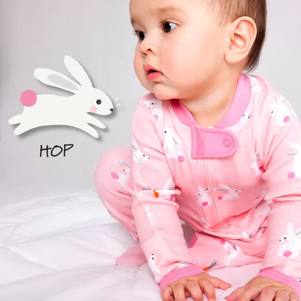 HonestBaby Sleep and Play Footed Pajamas OnePiece Sleeper Jumpsuit ZipFront Pjs 100 Organic Cotton for Baby Girls1 Hop