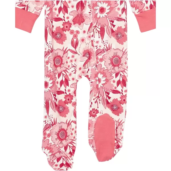 HonestBaby Sleep and Play Footed Pajamas OnePiece Sleeper Jumpsuit ZipFront Pjs 100 Organic Cotton for Baby Girls1 Jumbo English Garden