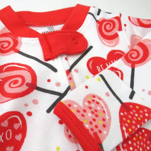 HonestBaby Sleep and Play Footed Pajamas OnePiece Sleeper Jumpsuit ZipFront Pjs 100 Organic Cotton for Baby Girls1 Lolly Love