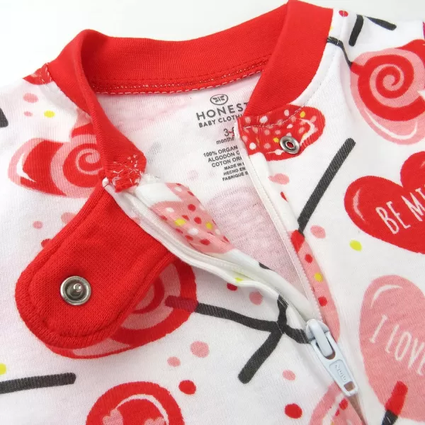 HonestBaby Sleep and Play Footed Pajamas OnePiece Sleeper Jumpsuit ZipFront Pjs 100 Organic Cotton for Baby Girls1 Lolly Love
