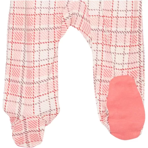 HonestBaby Sleep and Play Footed Pajamas OnePiece Sleeper Jumpsuit ZipFront Pjs 100 Organic Cotton for Baby Girls1 Romantic Plaid