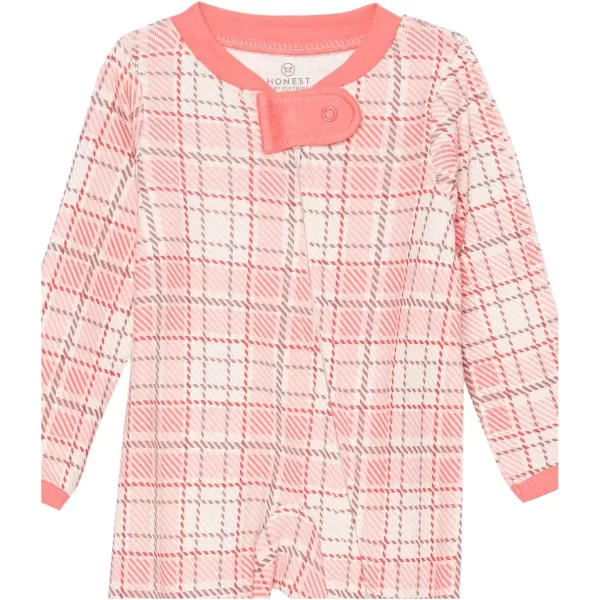 HonestBaby Sleep and Play Footed Pajamas OnePiece Sleeper Jumpsuit ZipFront Pjs 100 Organic Cotton for Baby Girls1 Romantic Plaid