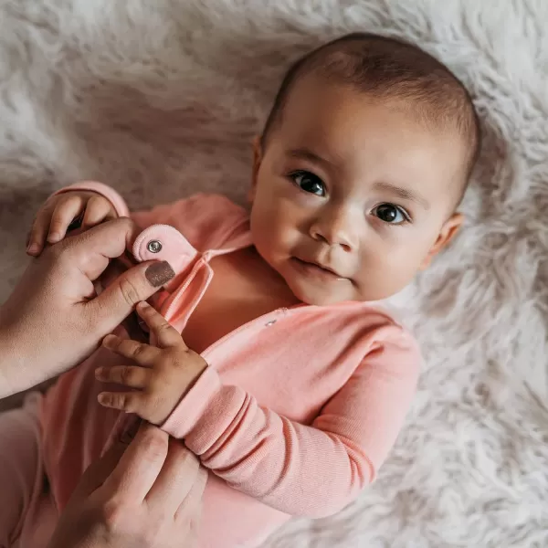 HonestBaby Sleep and Play Footed Pajamas OnePiece Sleeper Jumpsuit ZipFront Pjs 100 Organic Cotton for Baby Girls1 Rose Blossom