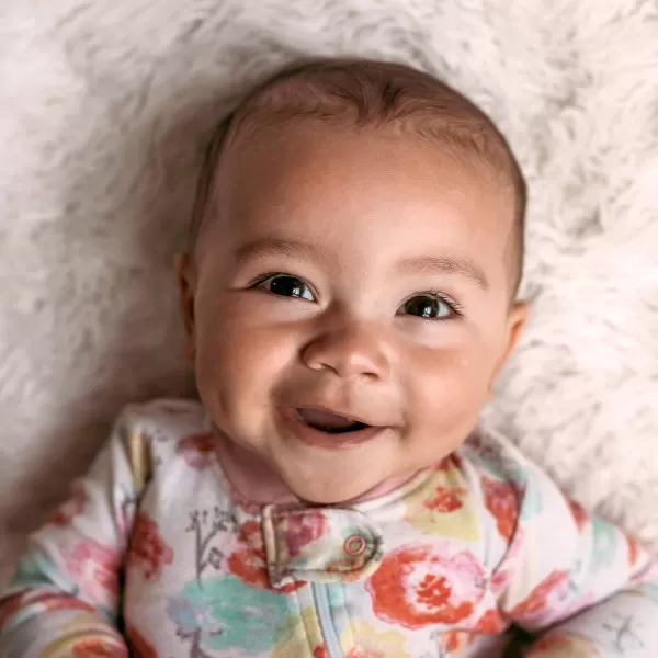 HonestBaby Sleep and Play Footed Pajamas OnePiece Sleeper Jumpsuit ZipFront Pjs 100 Organic Cotton for Baby Girls1 Rose Blossom
