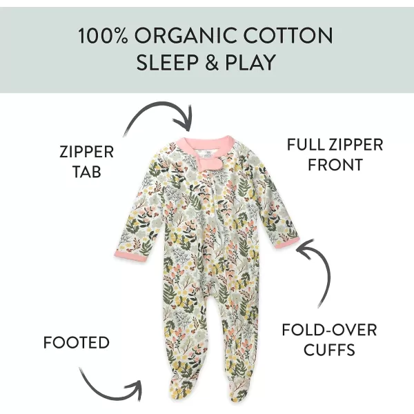 HonestBaby Sleep and Play Footed Pajamas OnePiece Sleeper Jumpsuit ZipFront Pjs 100 Organic Cotton for Baby Girls1 Scottish Ivy