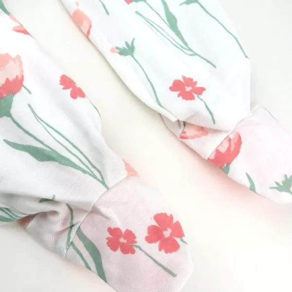 HonestBaby Sleep and Play Footed Pajamas OnePiece Sleeper Jumpsuit ZipFront Pjs 100 Organic Cotton for Baby Girls1 Strawberry Pink Floral