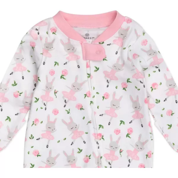 HonestBaby Sleep and Play Footed Pajamas OnePiece Sleeper Jumpsuit ZipFront Pjs 100 Organic Cotton for Baby Girls1 Tutu Cute