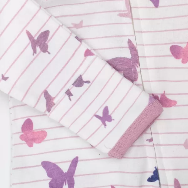 HonestBaby Sleep and Play Footed Pajamas OnePiece Sleeper Jumpsuit ZipFront Pjs 100 Organic Cotton for Baby Girls2 Butterfly