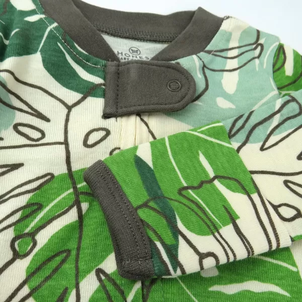 HonestBaby Sleep and Play Footed Pajamas OnePiece Sleeper Jumpsuit ZipFront Pjs 100 Organic Cotton for Baby Girls2 Tropical Black Pineapple
