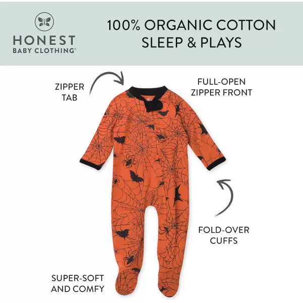 HonestBaby Sleep and Play Footed Pajamas OnePiece Sleeper Jumpsuit Zipfront PJs Organic Cotton for Baby Boys Unisex1 Batty