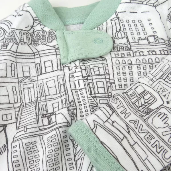 HonestBaby Sleep and Play Footed Pajamas OnePiece Sleeper Jumpsuit Zipfront PJs Organic Cotton for Baby Boys Unisex1 Cityscape Ny