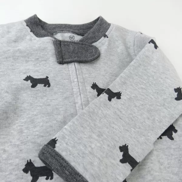 HonestBaby Sleep and Play Footed Pajamas OnePiece Sleeper Jumpsuit Zipfront PJs Organic Cotton for Baby Boys Unisex1 Grey Scotty Dog