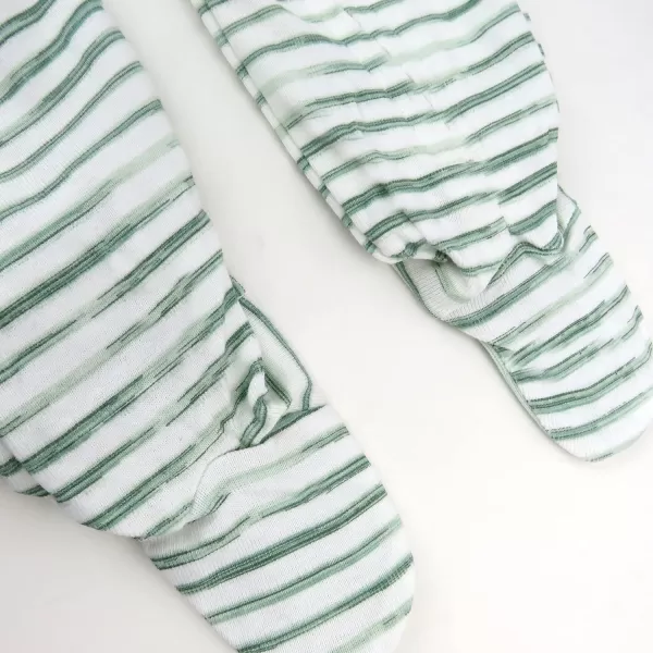 HonestBaby Sleep and Play Footed Pajamas OnePiece Sleeper Jumpsuit Zipfront PJs Organic Cotton for Baby Boys Unisex1 Nature Stripe Sage