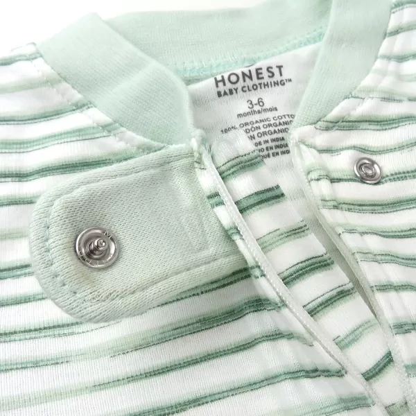 HonestBaby Sleep and Play Footed Pajamas OnePiece Sleeper Jumpsuit Zipfront PJs Organic Cotton for Baby Boys Unisex1 Nature Stripe Sage