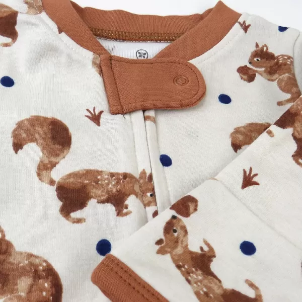 HonestBaby Sleep and Play Footed Pajamas OnePiece Sleeper Jumpsuit Zipfront PJs Organic Cotton for Baby Boys Unisex1 Nuts