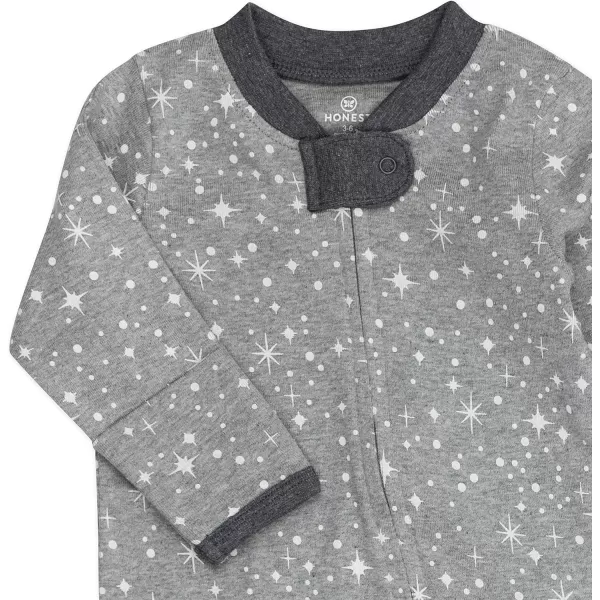 HonestBaby Sleep and Play Footed Pajamas OnePiece Sleeper Jumpsuit Zipfront PJs Organic Cotton for Baby Boys Unisex1 Twinkle Star