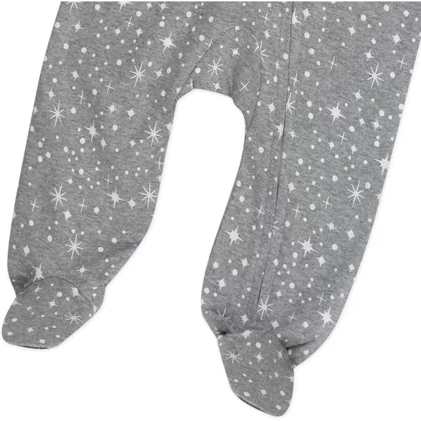HonestBaby Sleep and Play Footed Pajamas OnePiece Sleeper Jumpsuit Zipfront PJs Organic Cotton for Baby Boys Unisex1 Twinkle Star
