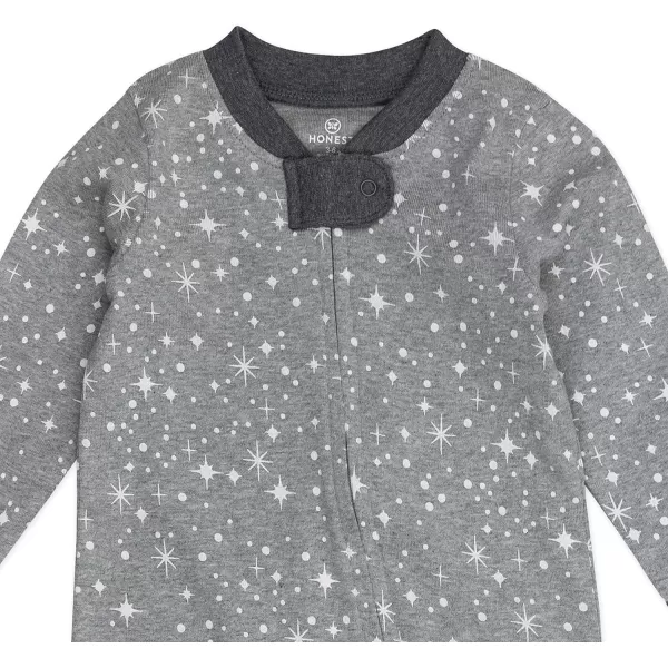 HonestBaby Sleep and Play Footed Pajamas OnePiece Sleeper Jumpsuit Zipfront PJs Organic Cotton for Baby Boys Unisex1 Twinkle Star