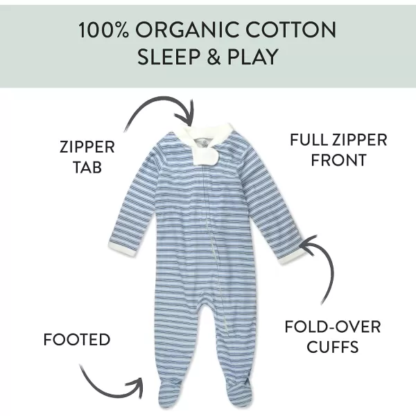 HonestBaby Sleep and Play Footed Pajamas OnePiece Sleeper Jumpsuit Zipfront PJs Organic Cotton for Baby Boys Unisex2 Blue Plaid