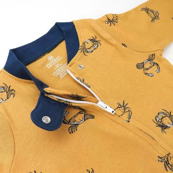 HonestBaby Sleep and Play Footed Pajamas OnePiece Sleeper Jumpsuit Zipfront PJs Organic Cotton for Baby Boys Unisex2 Crabs