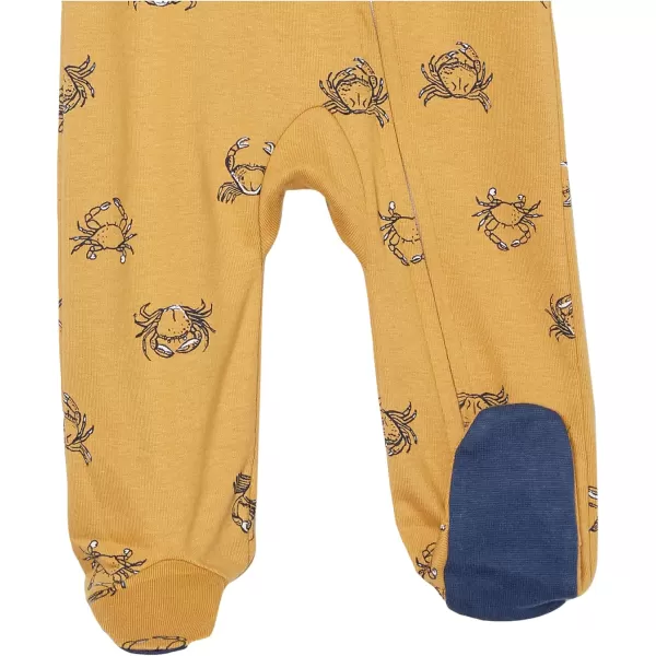 HonestBaby Sleep and Play Footed Pajamas OnePiece Sleeper Jumpsuit Zipfront PJs Organic Cotton for Baby Boys Unisex2 Crabs