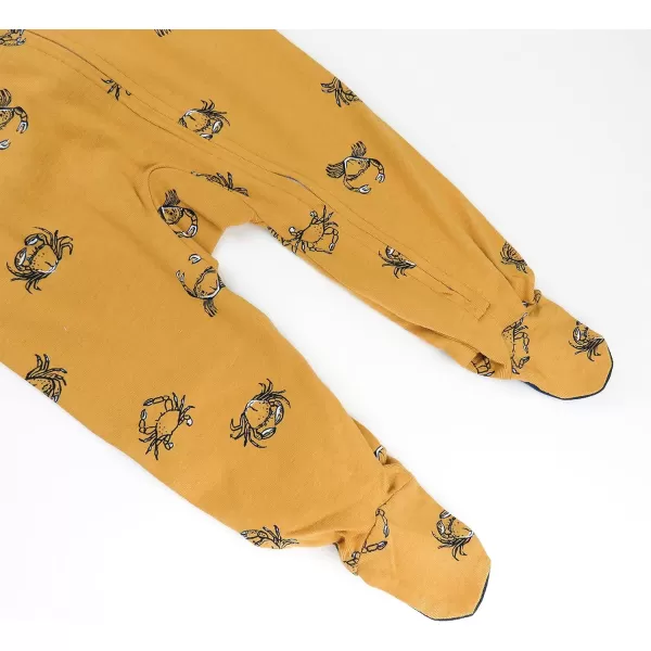 HonestBaby Sleep and Play Footed Pajamas OnePiece Sleeper Jumpsuit Zipfront PJs Organic Cotton for Baby Boys Unisex2 Crabs
